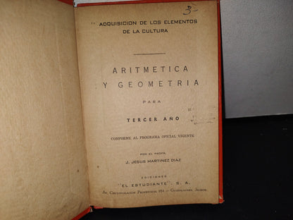 23- Aritmética Y Gometría Para Tercer Año - J. Jesús Martínez Díaz - 50'S - 60'S