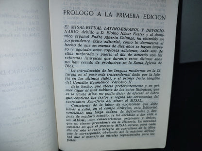 60- Misal Diario Castellano Devocionario Y Ritual - Eloino Nacar Fuster, Alberto Colunga - 1965