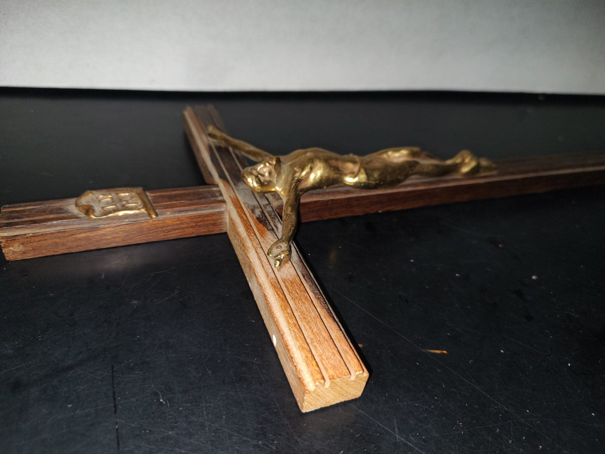 A3- Antiguo Crucifijo Grande De Bronce - 60'S - 70'S