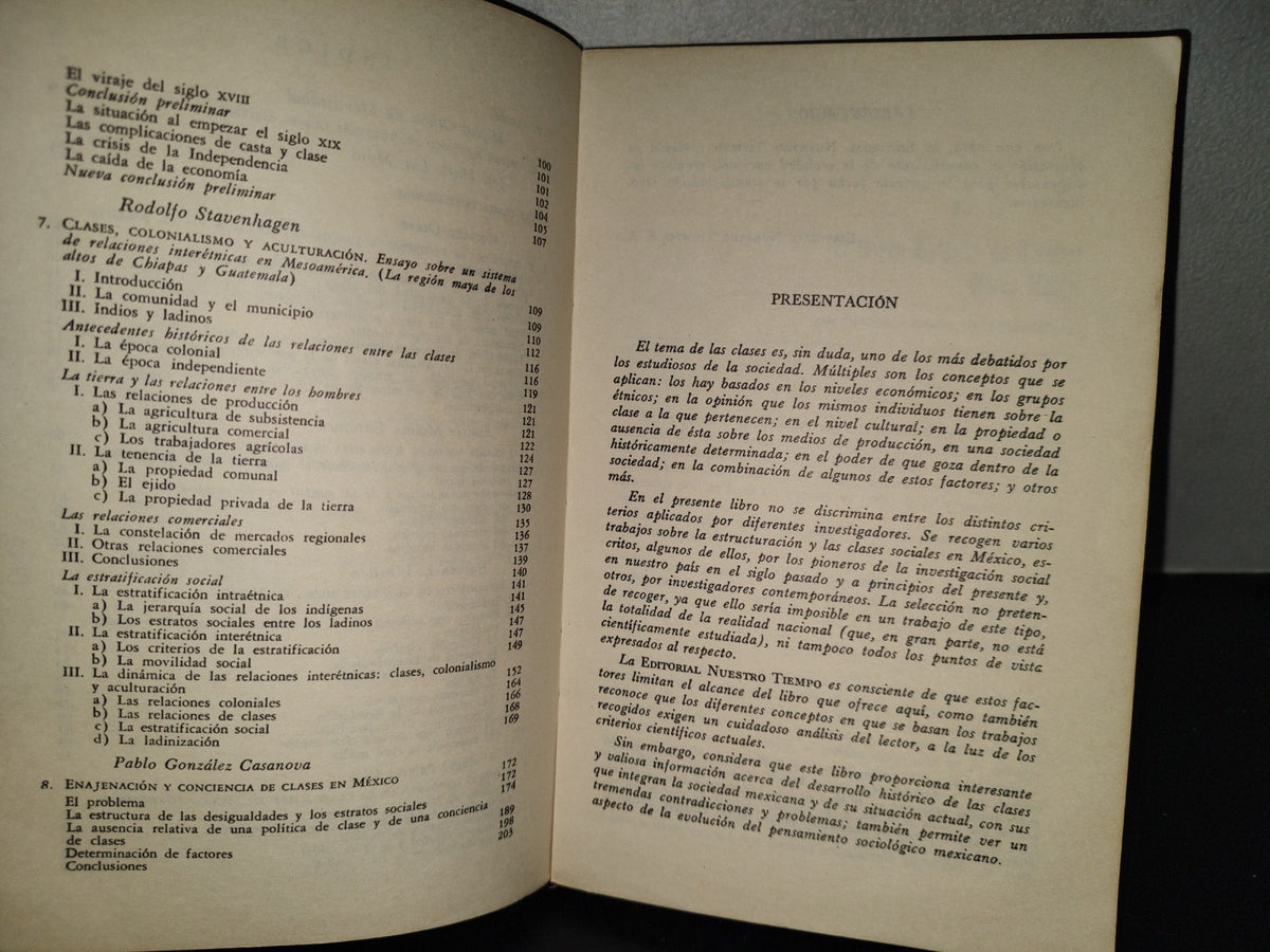 219- Las Clases Sociales En México - Editorial Nuestro Tiempo, S. A. - 1972