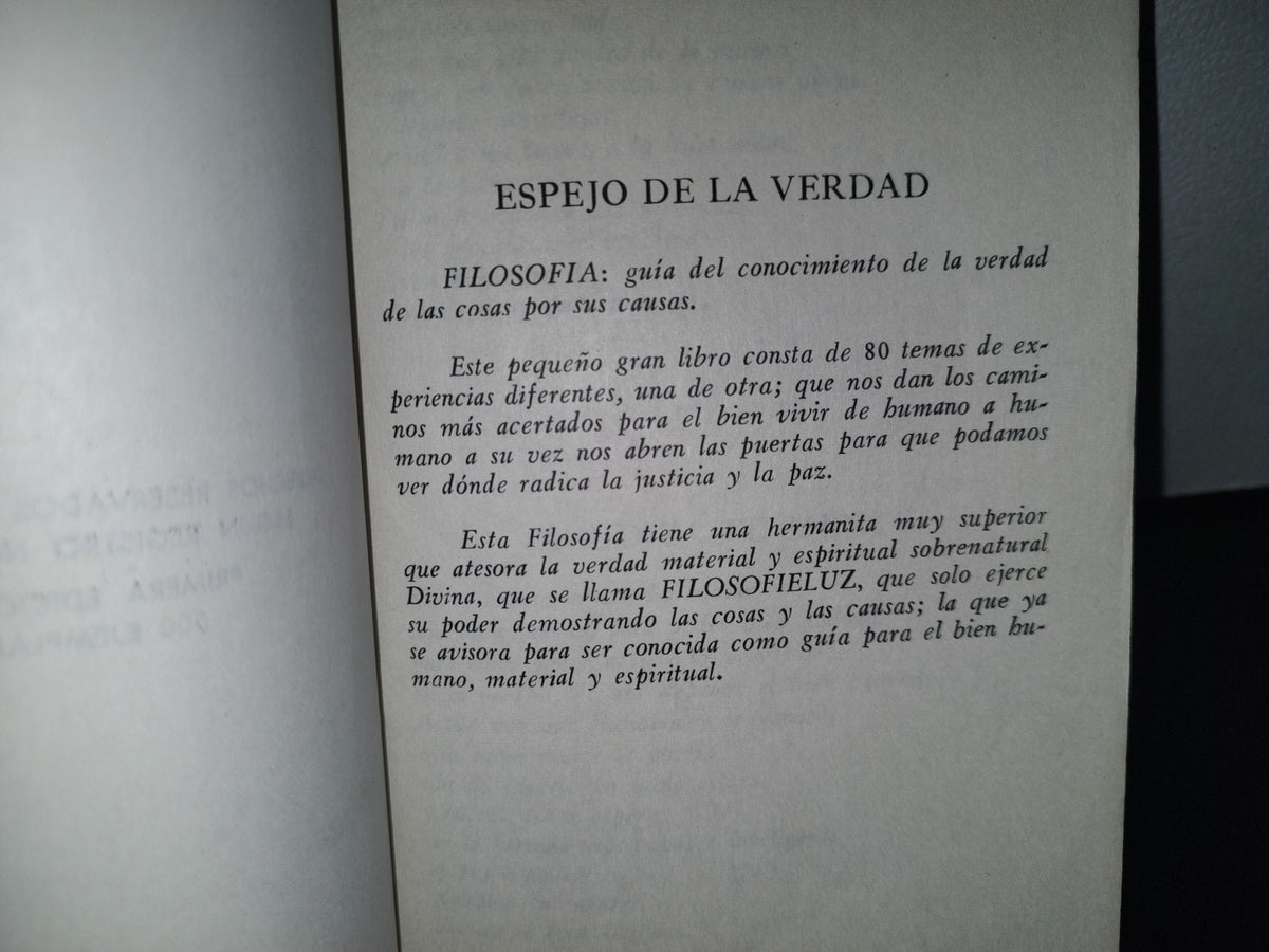 93- Espejo De La Verdad. Filosofía. Guía Del Conocimiento De Las Cosas Por Sus Causas - 1975