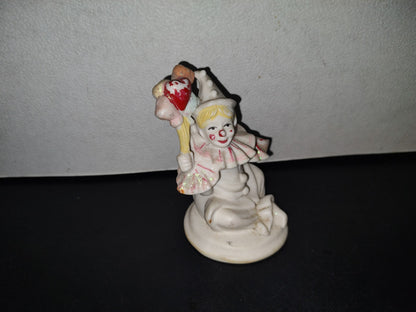 A3- Figura De Porcelana. Payaso Sentado Con Globos - 70'S - 80'S