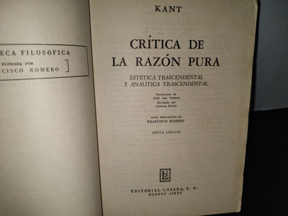 172- Crítica De La Razón Pura. Estética Trascendental Y Analítica Trascendental - Kant - 1970