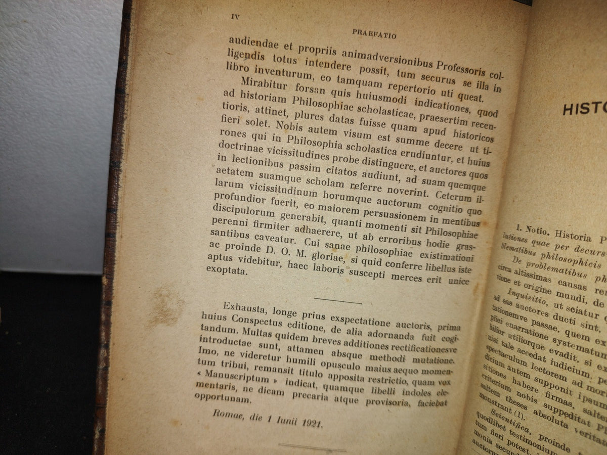 211- Latín. Brevis Conspectus Historiae Philosophiae - Paulo Geny. Romae 1921