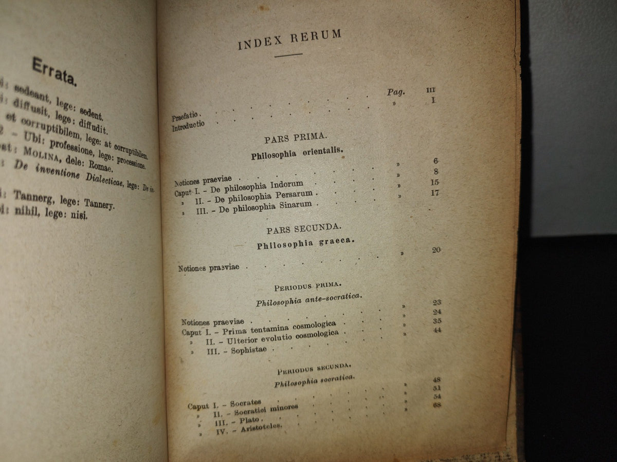 211- Latín. Brevis Conspectus Historiae Philosophiae - Paulo Geny. Romae 1921