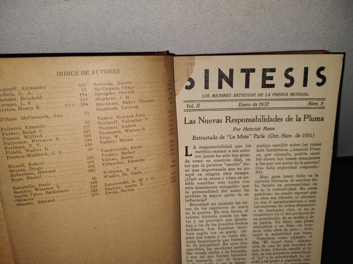 63- Síntesis. Los Mejores Artículos De La Prensa Mundial. Varios Números En 2 Volúmenes - 1931