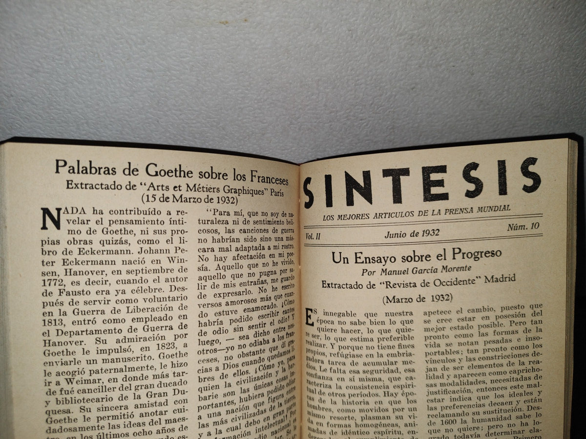 63- Síntesis. Los Mejores Artículos De La Prensa Mundial. Varios Números En 2 Volúmenes - 1931