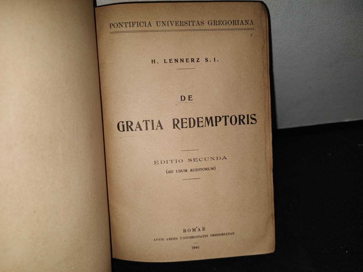 23- Latín. De Gratia Redemptoris - H. Lennerz, S. I. - Romae 1940