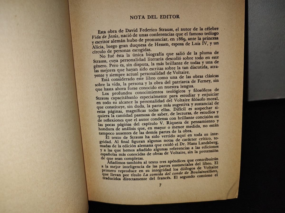 66- Biografías Grandesa. Voltaire - David Federico Strauss - 1955