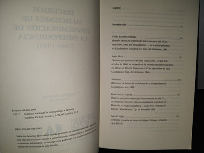 57- Discursos Jaliscienses De Conmemoración De La Independencia (1846-1893) primera edición 2009- Facsimil