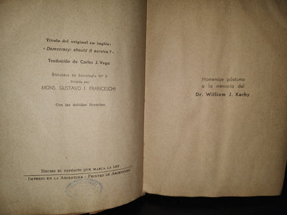 63- ¿Subsistirá La Democracia? - Rev. John A. Rian Y Otros - 1947