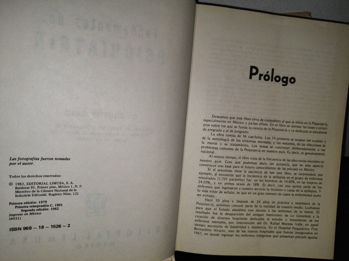 192- Fundamentos De Psiquiatría. Sedunda Edición - Agustín Caso Muñoz - 1982