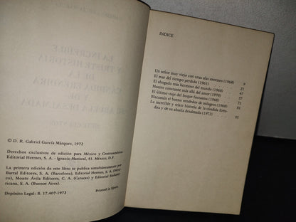 166- La Increíble Y Triste Historia De La Cándida Eréndira Y De Su Abuela Desalmada - García Márquez - México, Editorial Hermes, Primera Edición 1972