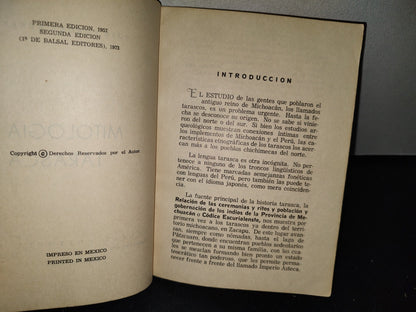 59- Mitología Tarasca - José Corona Núñez. Colección Documentos Y Testimonios. No. 6 - 1973