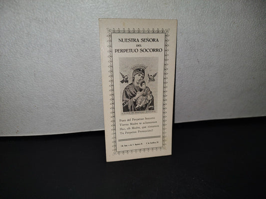 A10C1-2- Antigua Hoja De Oración: Nuestra Señora Del Perpétuo Socorro - 10'S - 20'S