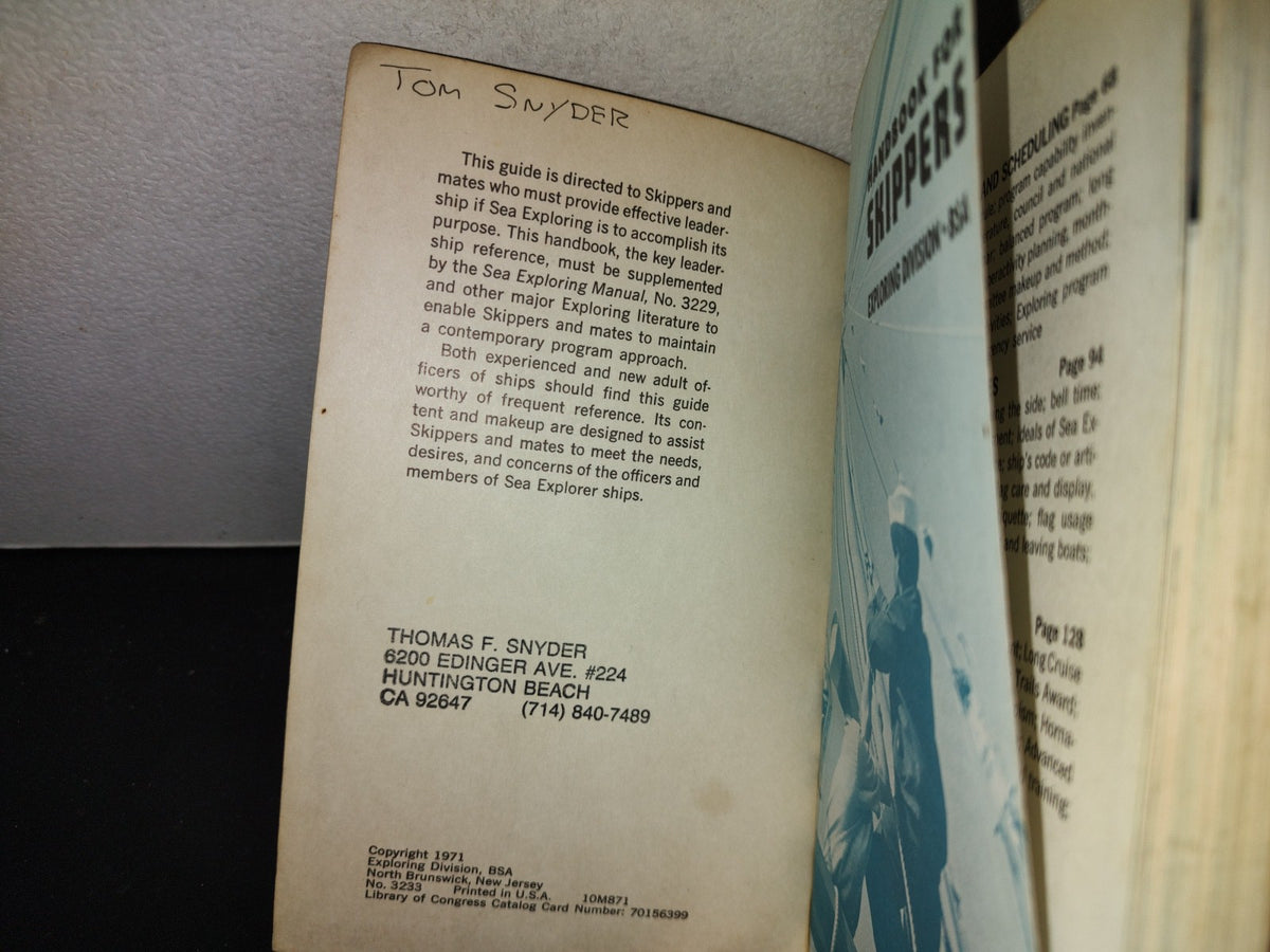212- Handbook For Skippers - Exploring Division, Bsa - 1971