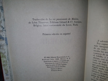 211- Vida Y Pasión Creadora De Moliere - Leon Thoorens - Primera Edición En Español - 1964