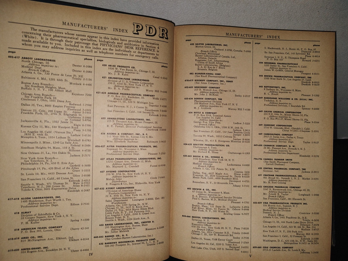 132- Physician'S Desk Reference To Pharmaceutical Specialties And Biologicals - 1958
