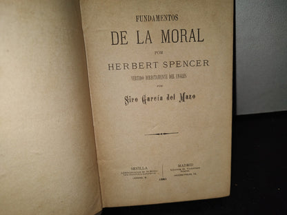 63- Fundamentos De La Moral - Herbert Spencer - Siro García Del Mazo - 1881