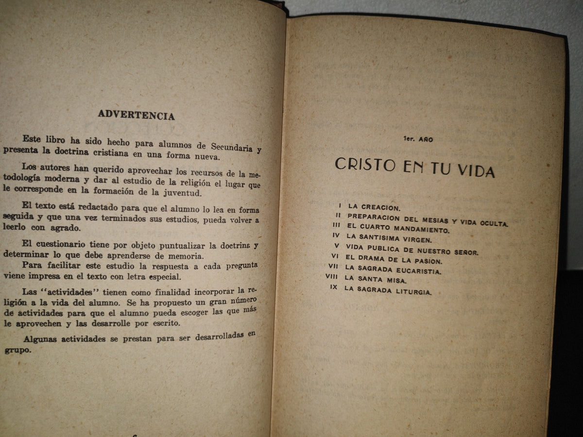 96- Cristo En Tu Vida. Tomo I. Colección Divino Sembrador. Libro De Religión Para 2A. Enseñanza 1968