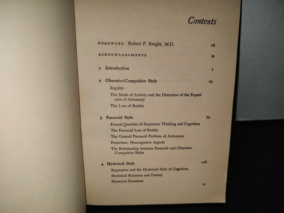 153- Neurotic Styles - David Shapiro. Basic, Books, Inc., Publishers - 1965