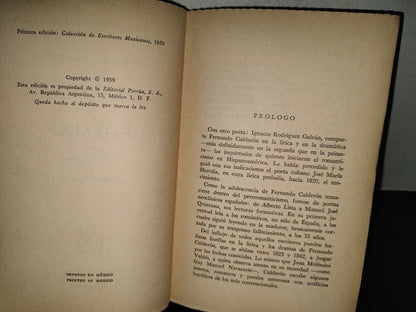 202- Colección De Escritores Mexicanos: Dramas Y Poesías - Fernando Calderón. Porrúa, 1a. Ed. 1959