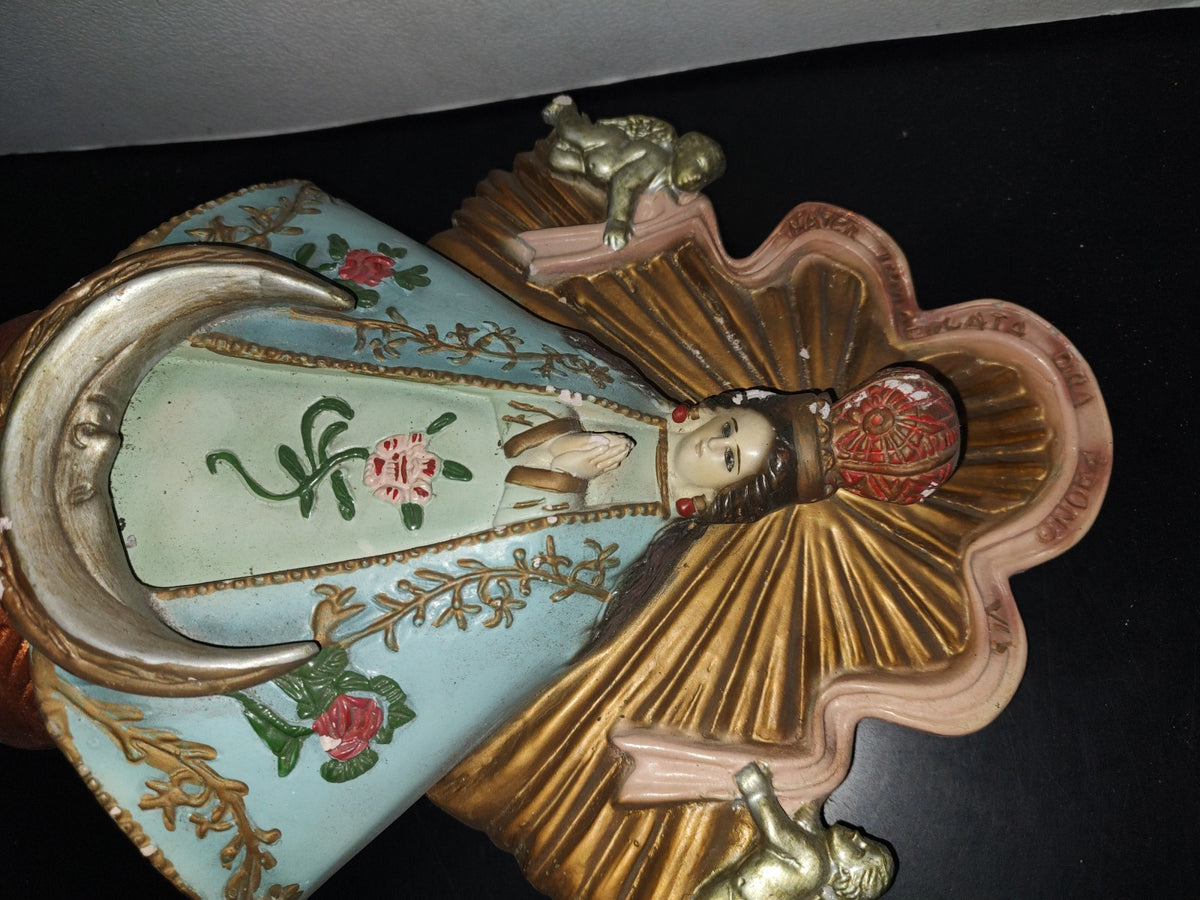 A1- Antigua Escultura Grande De Cerámica. Virgen De Zapopan, Jalisco, México - 60'S - 70'S