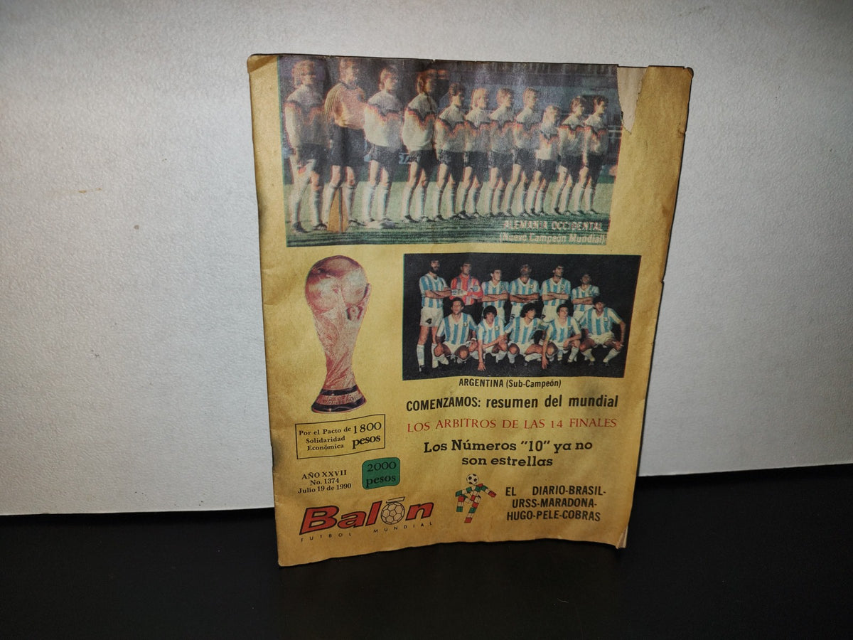 124- Revista Vintage De Fútbol: Balón Fútbol Mundial. Argentina (Subcampeón). No. 1374, Julio 1990