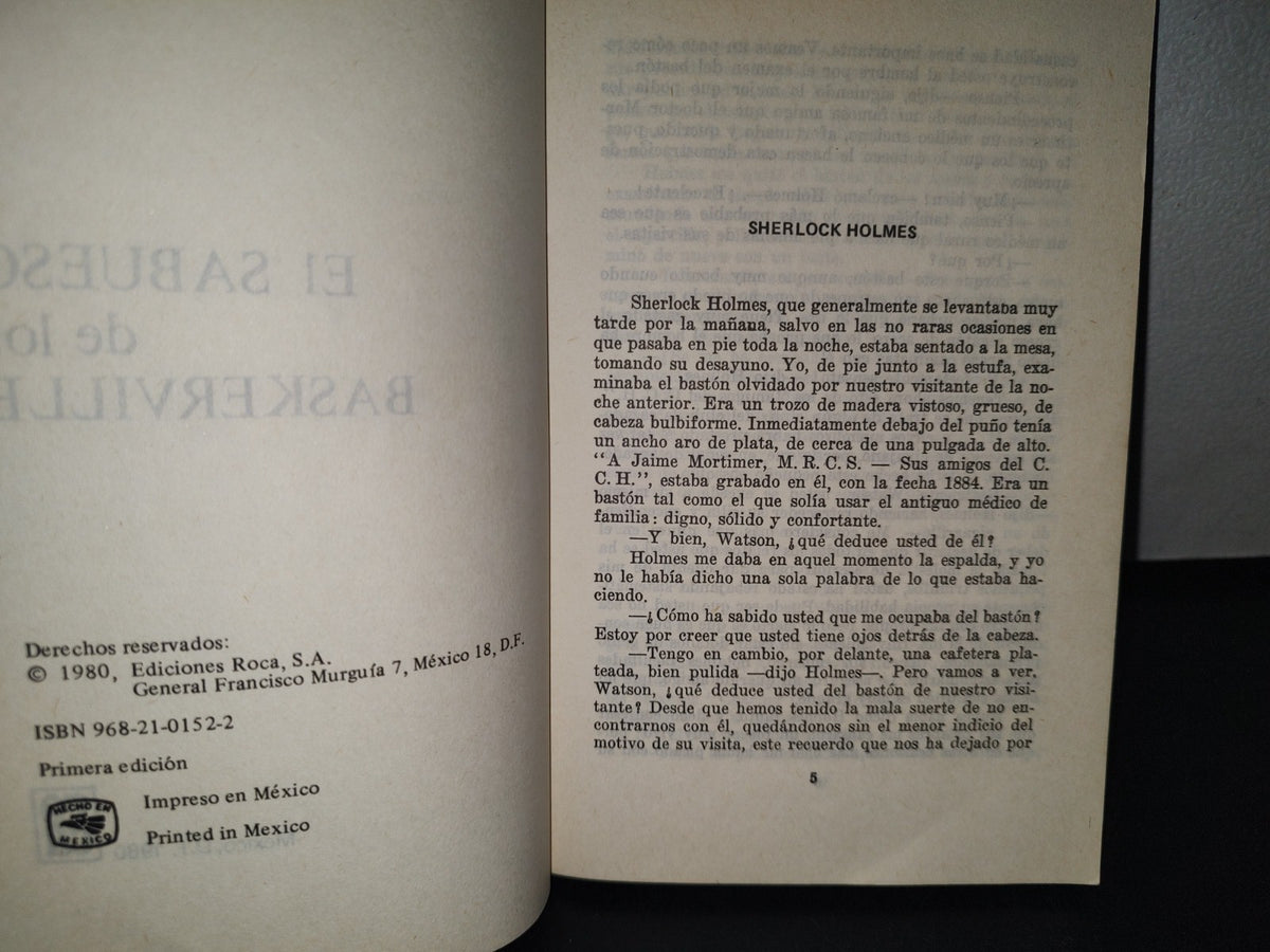 173- El Sabueso De Los Baskerville - Arthur Conan Doyle - Editorial Roca, Primera Edición 1980
