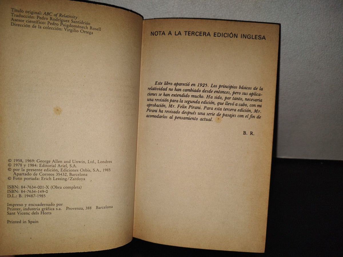 196- Muy Interesante. ABC De La Relatividad - Bertrand Russell, Ediciones Orbis, S. A. - 1985