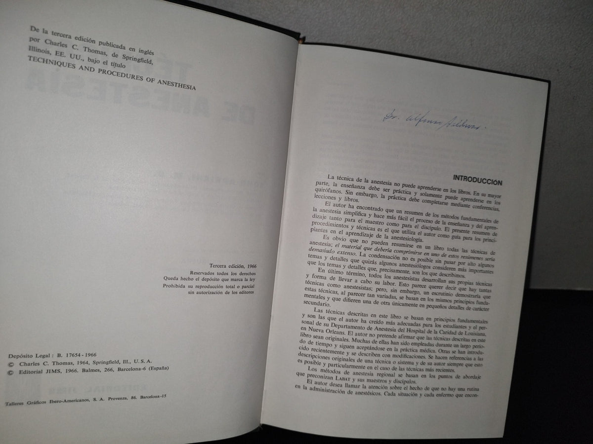 92- Técnicas De Anestesia - John Adriani - Editorial Jims, 1966
