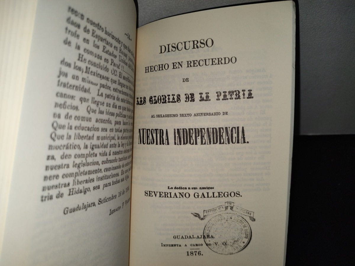 57- Discursos Jaliscienses De Conmemoración De La Independencia (1846-1893) primera edición 2009- Facsimil