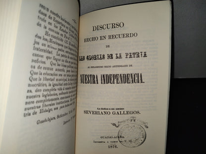 57- Discursos Jaliscienses De Conmemoración De La Independencia (1846-1893) primera edición 2009- Facsimil