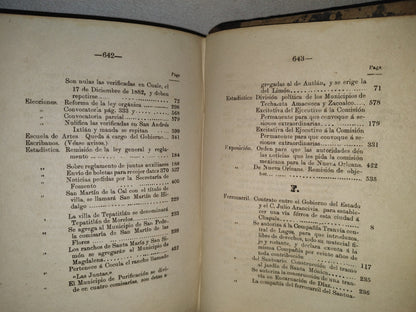 211- Colección De Los Decretos, Circulares Y Órdenes Del Estado De Jalisco. Tom. 9 - Guadalajara, Tip. Del Gobierno Á Cargo De J. Guadalupe Montenegro, 1886