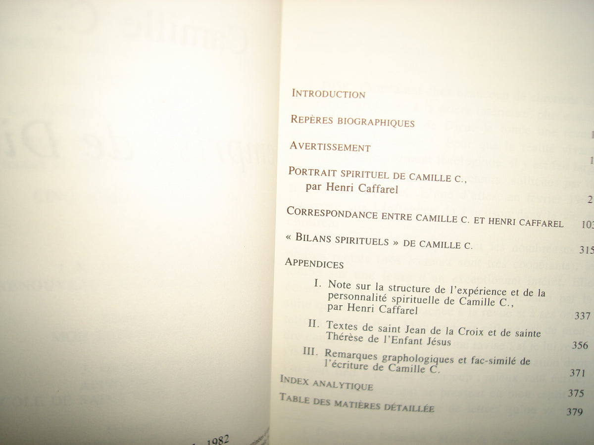 167- Francés - Camille C. Ou L'Emprise De Dieu - Henri Caffarel - Éditions Du Feu Nouveau 1982