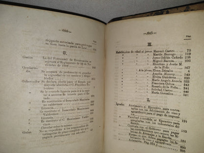 211- Colección De Los Decretos, Circulares Y Órdenes Del Estado De Jalisco. Tom. 9 - Guadalajara, Tip. Del Gobierno Á Cargo De J. Guadalupe Montenegro, 1886