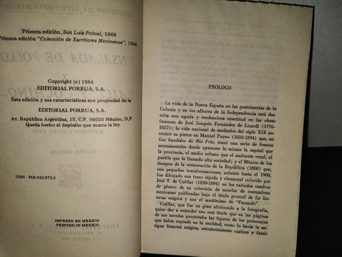 202- Colección De Escritores Mexicanos: Ensalada De Pollos Y Baile Cochino... - José T. De Cuéllar - Editorial Porrúa, S. A., 1984