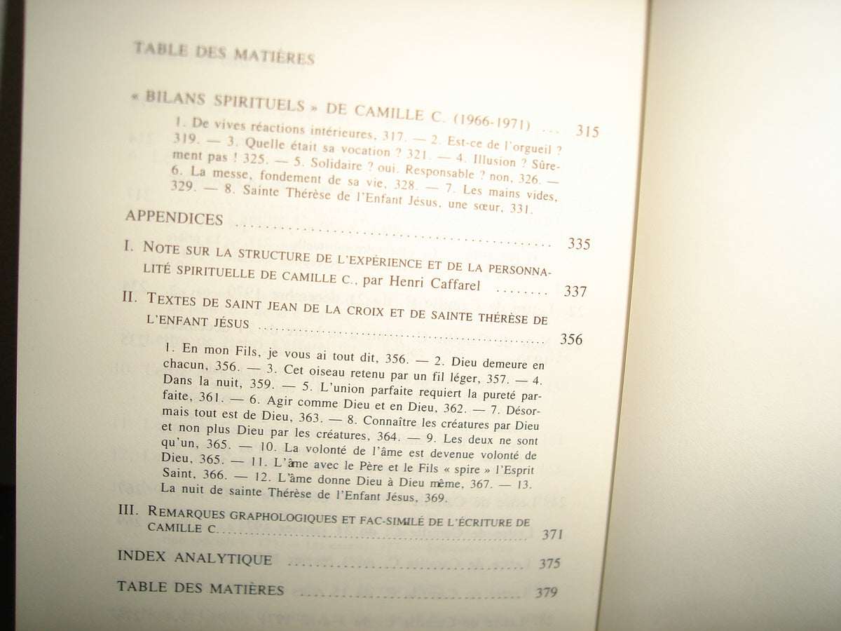 167- Francés - Camille C. Ou L'Emprise De Dieu - Henri Caffarel - Éditions Du Feu Nouveau 1982
