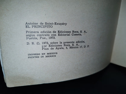 59- El Principito - Antoine De Saint-Exupéry. Roca, México, D. F. 1975