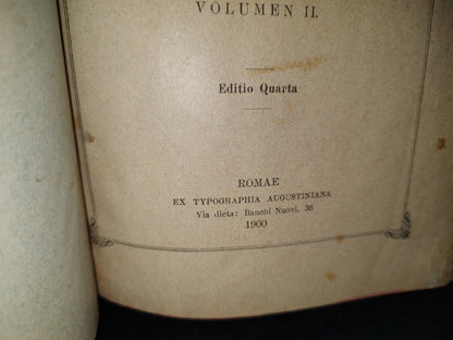 212- Latín. Institutiones Theologiae Moralis. Volumen II - S. Thomae Et S. Alphonsi - 1900