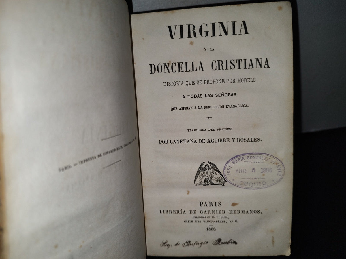 59- Virginia O La Doncella Cristiana - París, Librería De Garnier Hermanos, 1866