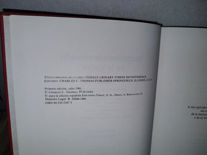 179- Incontinencia Urinaria En La Mujer - Edward B. Cantor - 1981