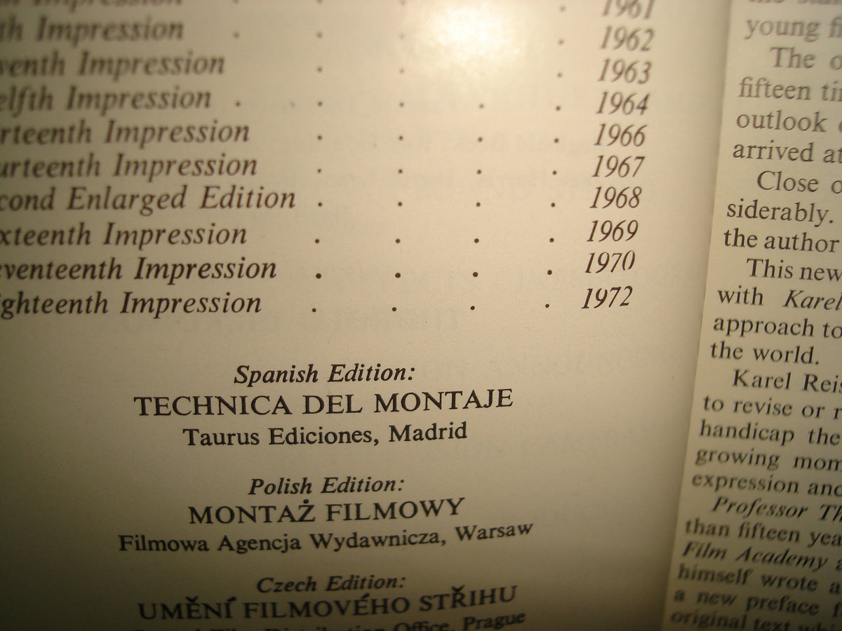 167- Técnica Para Editar Filmes / The Technique Of Film Editing - Kare Reisz And Gavin Millar - 1972