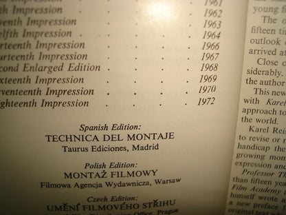 167- Técnica Para Editar Filmes / The Technique Of Film Editing - Kare Reisz And Gavin Millar - 1972