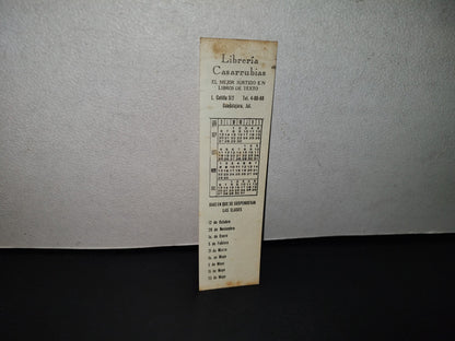 A10C1-2- Antiguo Marcapáginas ”Librería Casarrubias” Con Calendario De 1964 / 1965