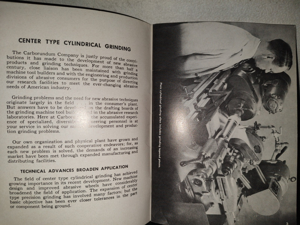 202- Center Type Cylindrical Grinding. Carborundum Trade Mark - Booklet Number 9 - 60's
