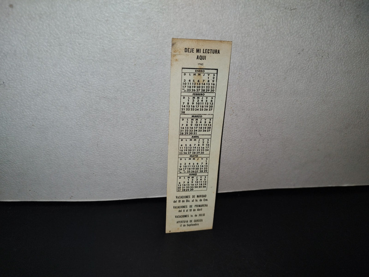 A10C1-2- Antiguo Marcapáginas ”Librería Casarrubias” Con Calendario De 1964 / 1965