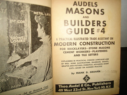 171- Antiguo Libro De Albañilería. Audels Masons And Builders Guide # 4. Frank D. Graham - 1962