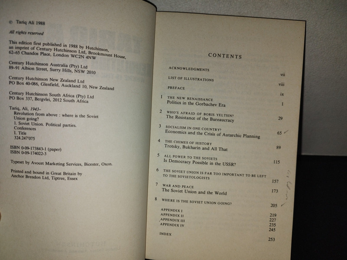 197- Tariq Ali. Revolution From Above. Where Is The Soviet Union Going? First Published 1988