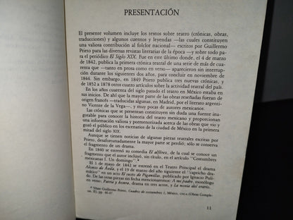 68- Obras Completas X. Guillermo Prieto. Crónicas De Teatro Y Variedades Literarias. 1A. Ed. 1994